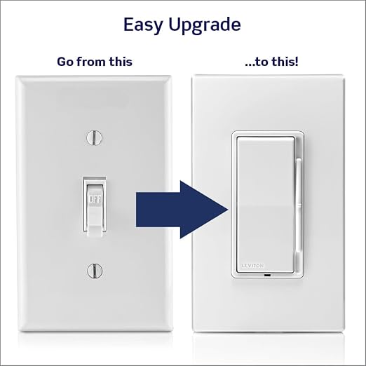 Leviton Decora Slide Dimmer Switch for Dimmable LED, Halogen and Incandescent Bulbs, DSL06-1LZ, White with Ivory and Light Almond Faceplates