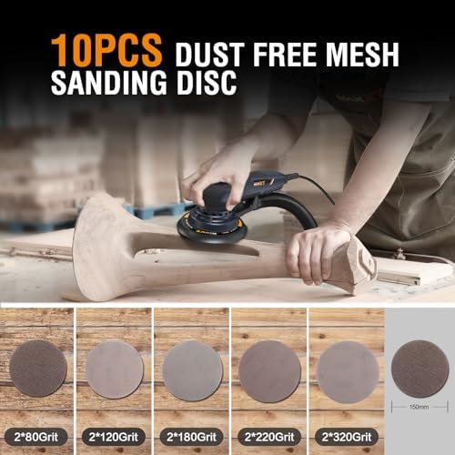 MAXXT Electric 5mm Random Orbital Sander with Tool Case, Variable Speed Palm Sander with Brushless Motor, 5&6Inch Sanding Pads, Sanders for Woodworking, Primary Wood and Panel Processing