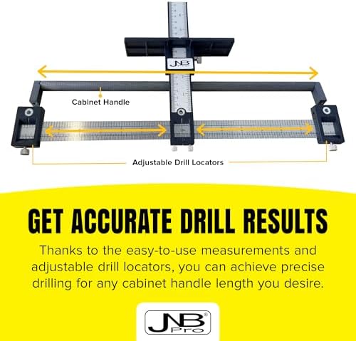 Cabinet Hardware Jig with Center Drill Guide, Hole Drilling for Drawer Handles and Pulls, Easy Install Tool - Full Aluminum Body with Free Carrying Case
