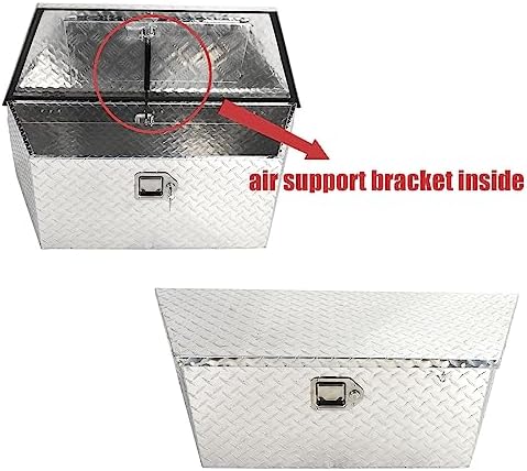 BLACKHORSE-RACING 39" Aluminum Diamond Plate Trailer Tongue Box, Silver | Heavy Duty Aluminum Tongue Tool Box Secure Storage Tool Box Organizer for Trailers, ATVs, RVs, and Truck Beds-39"x12"x16.5"