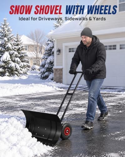 Snow Shovel with Wheels 29" Blade 5-Level Adjustable Handle