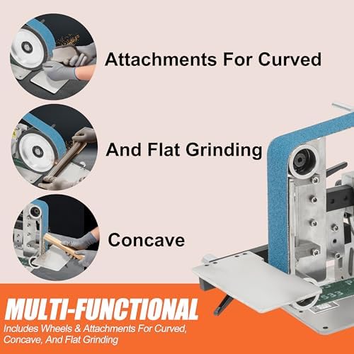 2 x 36 In Belt Grinder Knife Making 110V Desktop Belt Sander Variable Belt Grinders Knife Sharpener with 60/800 Grits Sanding Belts for Knife Making Grinding, Maximum Linear Speed of 78.74ft/s