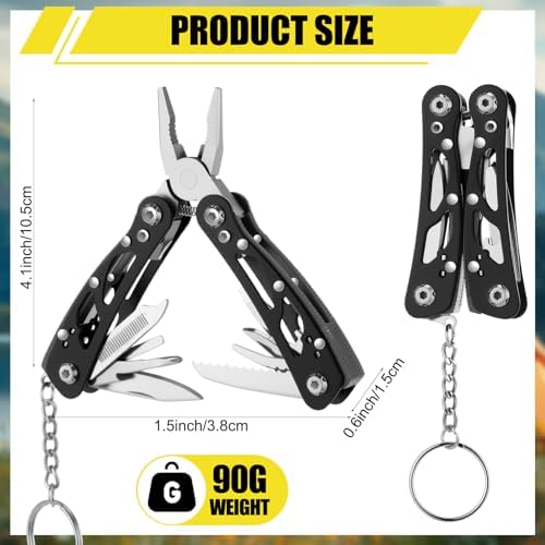 Lasnten 12 Pcs Multitool Pliers, Stainless Steel Foldable Mini Tool,Black