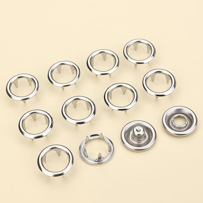 100 Sets 9.5mm Metal Prong Snaps Buttons Five Claw Buckle Set Metal Press Studs Sewing Free Buttons with Fastener Pliers Press Tool Kit for Leather Crafting