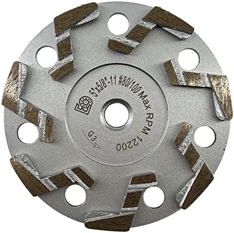 5" S Segment Grinding Wheels, #80/100 Grit, 5/8"-11 Threaded Arbor