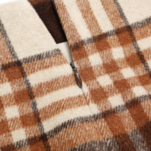 IDEALSANXUN Plaid Skirts for Women Fall Winter Knee Length Pencil Wool Skirt with Slit