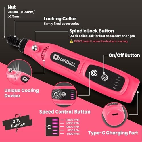 HARDELL Mini Cordless Rotary Tool, 43pcs Lightweight Rotary Tool Kit
