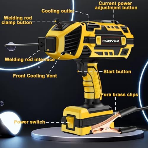 Welding Machine Handheld,20-140A 110V Portable Stick Welder 20pcs Rods,IGBT Hand Held Welder Machine withHot Start Arc Force Anti-stick ARC Welder Gun,6 Variable Current Adjustment (Yellow)