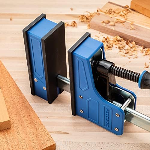 Rockler 24” Parallel Bar Clamps – Adjustable Heavy Duty Clamp w/Ergonomic Handle - Woodworking Bar Clamp To Distribute 1000 lbs Pressure – Deep Jaws Stay Parallel Clamps for Woodworking & More