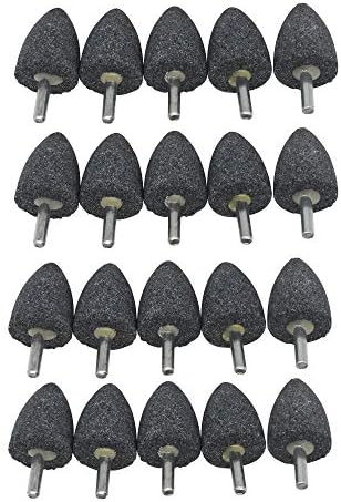 20Pc 1/4" Shank Brown Corundum Grinding Head Cone Shaped Grinding Wheel Abrasive Mounted Grinding Point Stone Rotary Tools Deburring Polishing -Diameter:30mm