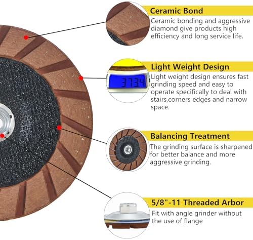 7" Ceramic Bond Diamond Cup Wheel for Concrete, 5/8-11, 30 Grit