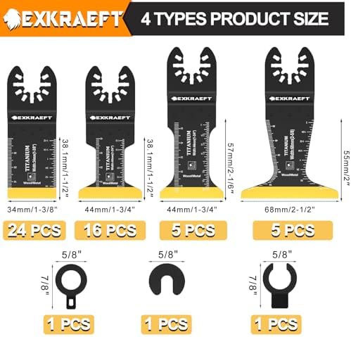 EXKRAEFT 50 PCS Titanium Oscillating Tool Blade