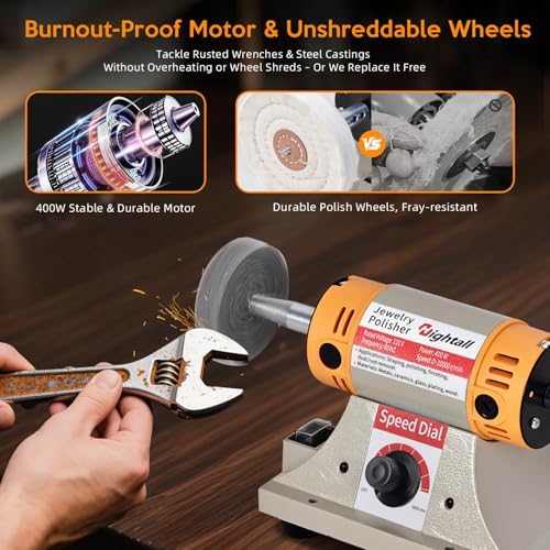 Jewelry Polisher Versatile Polishers & Buffers for Bench Grinder - Ideal for Jewelry Polishing and Finishing Jobs,With 6 Cloth Wheels, 2 Abrasive Fiber Wheels, Safety Glass, 3 Polish Compound