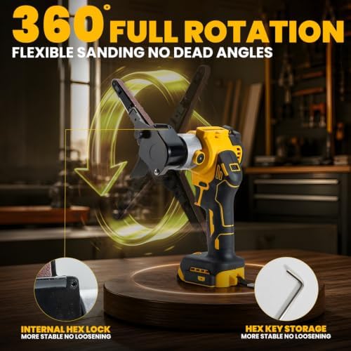 Cordless Belt Sander, Brushless Motor, for Dewalt 20V Battery(Tool Only)