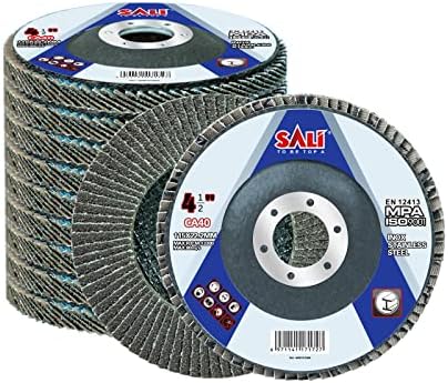 Sali 10 Pack Flap Disc 40 Grit 4.5" x 7/8-Inch Sanding Disc Bevel Type #29 Premium and Industrial Grade Angle Grinder Grinding Wheel High Performance Edge Grinding