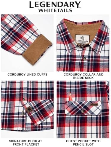 Legendary Whitetails Mens Flannel Long Sleeve Button Down 100% Cotton Shirt