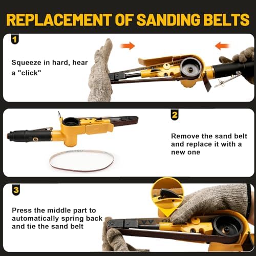3/4" Pneumatic Air Belt Sander Set With 12 Mixed Grit Sanding Belt