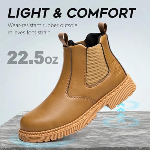 Steel Toe Boots for Men & Women,Slip On Work Boots for Construction