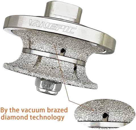 V20 Diamond Full Bullnose Profile Wheel Diamond Hand Profiler Router Bit Wheel Vacuum Brazed with 5/8-11 Thread for Grinder Polisher Granite Marble Concrete and Countertop Edge Shaping