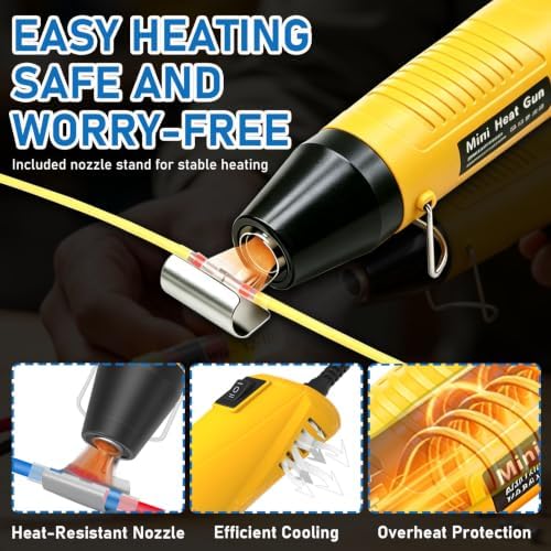 230Pcs Solder Seal Wire Connectors with Mini Heat Gun Kit, Solder Stick Wire Connectors & Heat Shrink Tubing Waterproof and Insulated Electrical Wire Terminals for Marine, Automotive