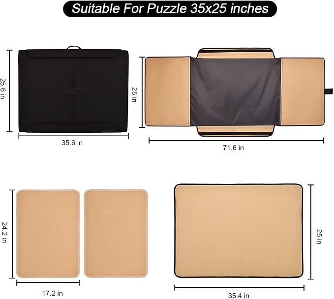 1500 Pieces Jigsaw Puzzle Board, Portable Puzzle Board, 25"×35.43" Jigsaw Puzzle Table Board, Puzzle Keeper Puzzle Caddy with Sorting Trays & Detachable Board,Non-Slip Surface