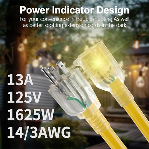 HUANCHAIN 14 Gauge Heavy Duty Outdoor Extension Cord 150 FT Waterproof