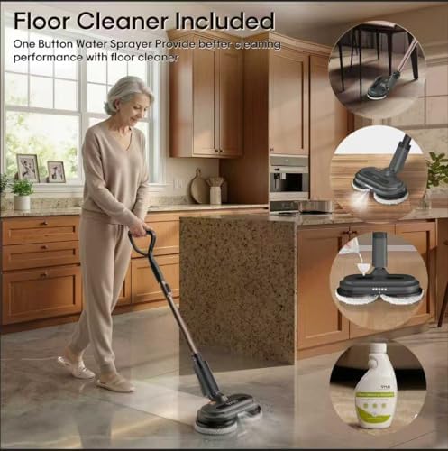 Cordless Electric Mop, Electric Floor Cleaner with Floor Cleaning Solution