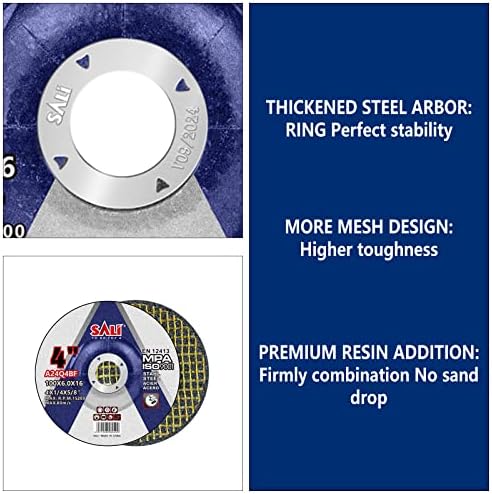 SALI 25 Pack 4 Inch Grinding Wheels for General Purpose Metal & Stainless Steel, Aluminum Oxide Grinding Disc for Angle Grinder, Depressed Center 4" * 1/4" * 5/8"(100 * 6.0 * 16 mm)