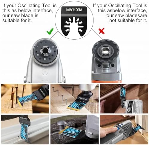PECHAM Oscillating Tool Blade, 34PCS Universal Wood Metal Oscillating Multitool Quick Release Saw Blades Fit Porter Cable Black & Decker Rockwell Ridgid Ryobi Milwaukee DeWalt Chicago