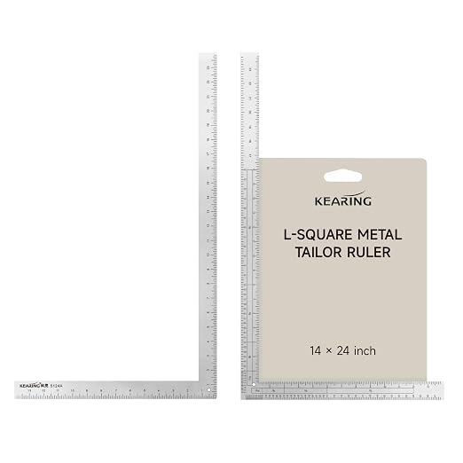 Kearing 24" x 14" L-Square Ruler with Multi-Scale French Curve, Professional Fashion Designer's Sewing Ruler for Pattern Making, Quilting, Design