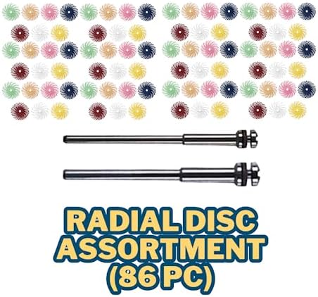 Dedeco Sunburst Radial Bristle Discs - 5/8" Curved - 1/16" Arbor - Assortment Kit - 86 Total Pieces for Precision Cleaning, Buffer, Polish, & Finish
