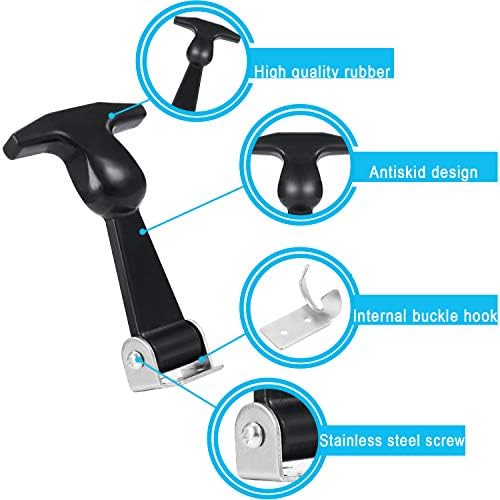 Mudder 2 Pcs Rubber Latches T-Handle Steel Brackets for Hood Cabinet | Elastic Rubber Strap, Stainless Steel Brackets, Flexible Hasp for Vehicle Engine Hood, Tool Box, Cabinet Secure