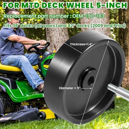 OEM-190-183 Mower Deck Wheel Kit for MTD Lawn Tractor 38'' and 42'' Decks 2009 and Prior - Replacement Deck Wheels with Brackets & Hardware for Yard Man, Troy-Bilt, Yard Machines Models