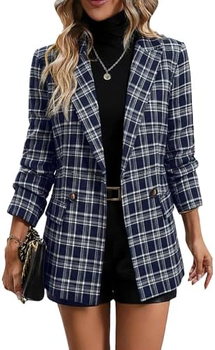 Mina Self 2026 Women's Fall Plaid Blazer Houndstooth Jacket Business Casual