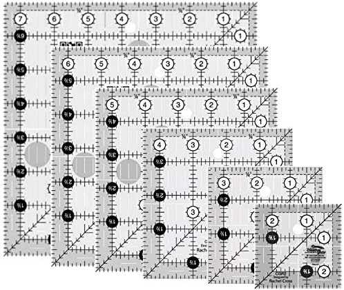 Creative Grids - 6 Square Quilt Rulers - 2.5", 3.5", 4.5", 5.5", 6.5", 7.5"