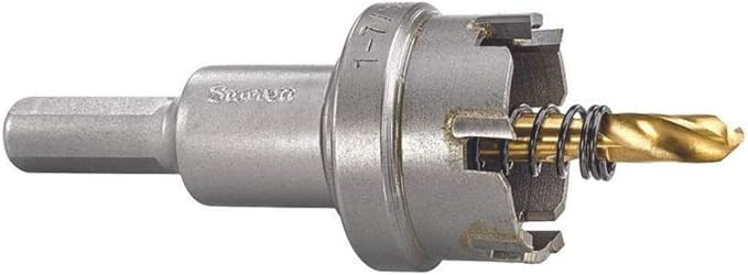 Starrett Tungsten Carbide Tipped Stainless Steel Sheet Metal Hole Saw - Ideal for Stainless, High Alloy Steel, Non-Ferrous Metals, Reinforced Fabrics - 1-7/32'' Diameter - SM31