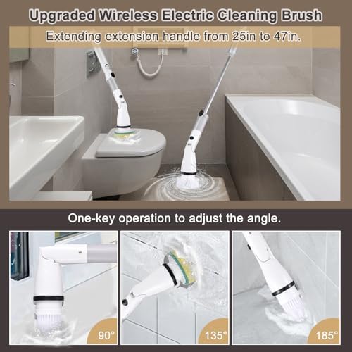 Irfora Electric Spin Scrubber Cordless Handheld Brush with Adjustable