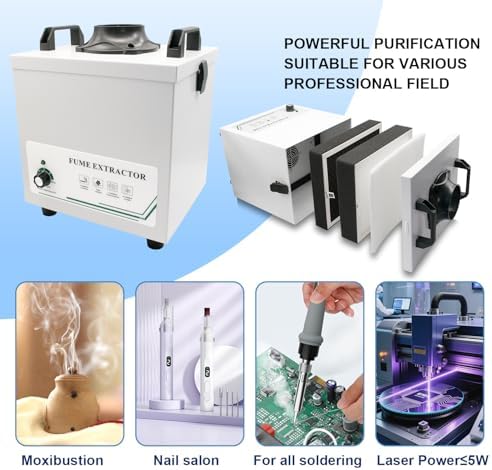 Solder Fume Extractor 100W - 235m³/h 3-layer filter Powerful Smoke Extractor with Adjustable Fume Hose，Compact Desktop for Welding DIY, 3D Printing, Nail Salon | Safe for Engineers, Technicians- 131