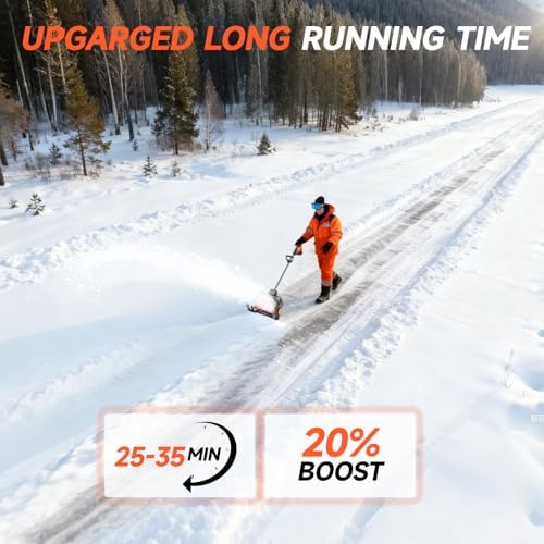 16" Cordless Snow Shovel, 3000mAh Battery Snow Blower, Lightweight Power Snow Thrower for Driveways & Sidewalks, Winter Snow Removal with Charger & 2 * 21V Batteries