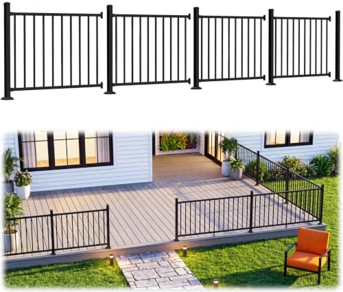 36in H x 16ft W Modular Aluminum Porch and Deck Railing Kit