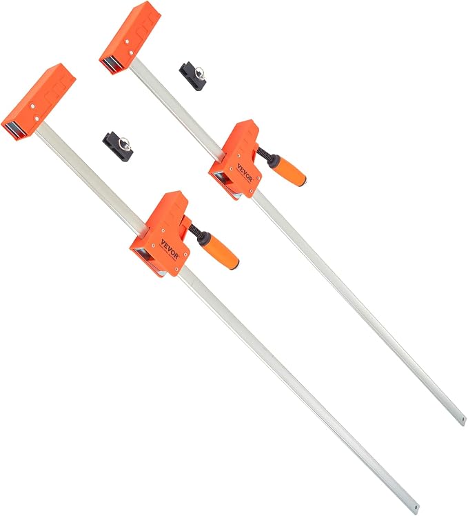 VEVOR Bar Clamps for Woodworking, 2-Pack 50" Parallel Clamp Set, F Clamp with 1100 lbs Load Limit, Even Pressure, High-strength Plastic and Carbon Steel, Wood clamps for Woodworking Metal Working | For Wood or Metal Working, 1100 lbs Load Limit, Large ...