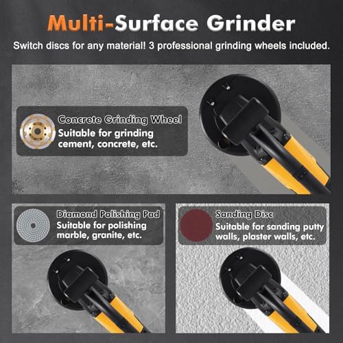 YUCHENGTECH 7 Inch Concrete Floor Grinder with Dust Extraction Shroud 3800W