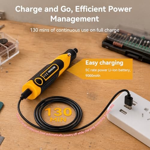 Cordless Rotary Tool - 3.6V Mini Rotary Tool for Resin 3D Prints with 58 Attachments – Compact Sanding, Polishing & Drilling Kit for Cured Resin Models, Etching, Engraving, DIY Crafts
