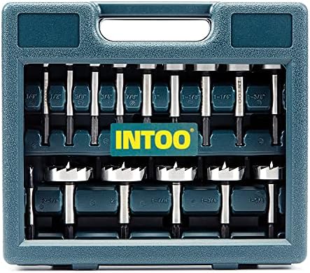 INTOO Hex Shank Forstner Bit Set 16 pcs Multi Sided Shank Wood Drill bit Set