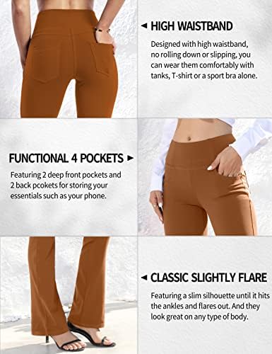 VOOVEEYA Women's Bootcut Leggings - Bootleg Yoga Pants Flare with 4 Pockets