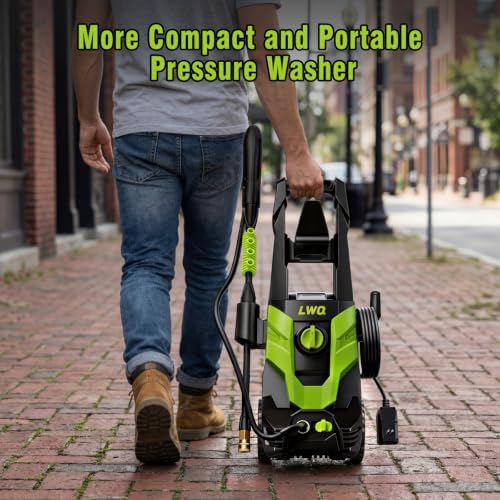 Pressure Washer, Portable Power Washer, 4 Quick Connect Nozzles, High Pressure Cleaning Machine for Car Fence Driveway Patio Washing and More(Light Green)