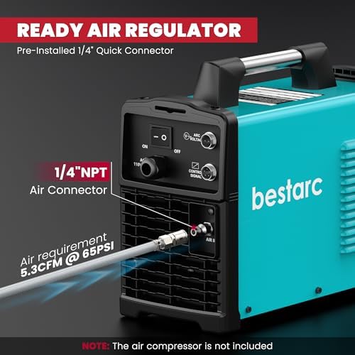 Bestarc Plasma Cutter, [Blow Back Pilot Arc][Large LED][Air Sensor] 50A