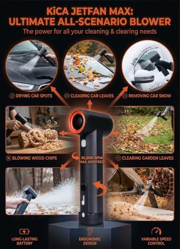 KiCA JetFan Max Cordless Car Dryer Blower, 785W Turbo Leaf Blower