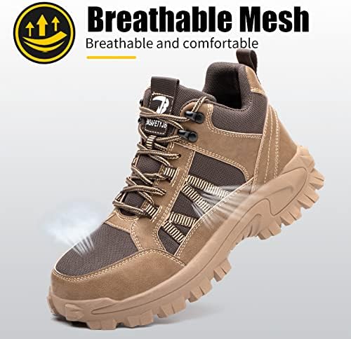 Work Boots for Men,Lightweight Breathable High Top Steel Toe Boots,Indestructible Steel Toe Shoes,Non Slip Safety Work Shoes.