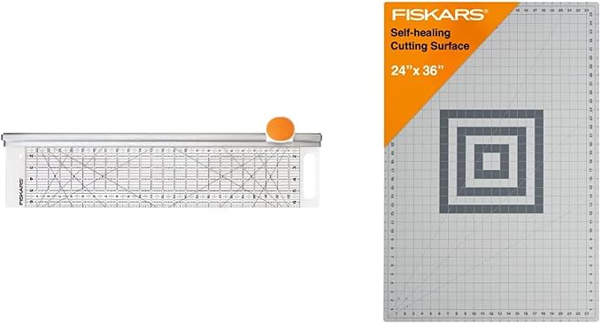Fiskars Rotary Cutter Combo with Ruler and Cutting Mat - Sewing and Quilting Supplies